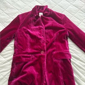NWT Anthropologie Maeve Velvet Blazer in Vibrant Pink